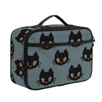 Black Cat Knitted Pattern Print Portable Lunch Bag