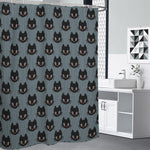 Black Cat Knitted Pattern Print Premium Shower Curtain