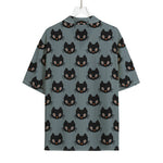 Black Cat Knitted Pattern Print Rayon Hawaiian Shirt