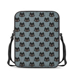 Black Cat Knitted Pattern Print Rectangular Crossbody Bag