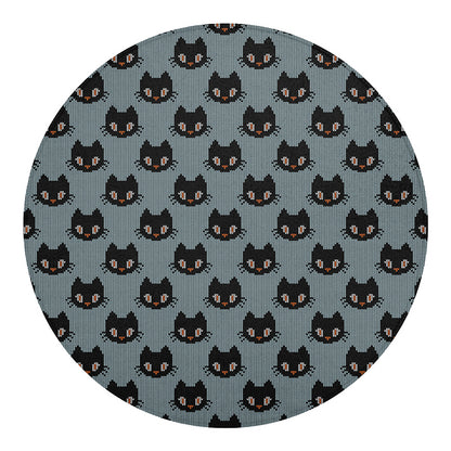 Black Cat Knitted Pattern Print Round Blanket