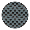 Black Cat Knitted Pattern Print Round Floor Mat