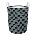 Black Cat Knitted Pattern Print Round Laundry Basket