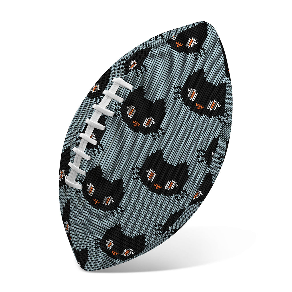 Black Cat Knitted Pattern Print Rugby Ball