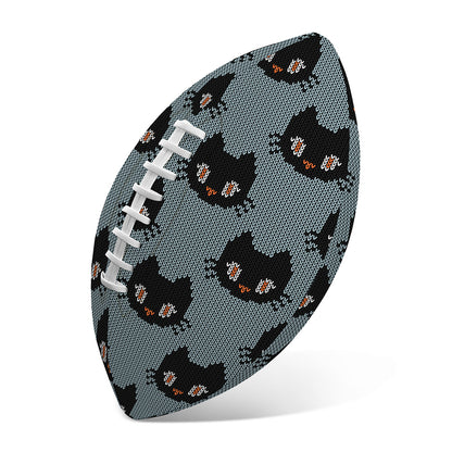 Black Cat Knitted Pattern Print Rugby Ball