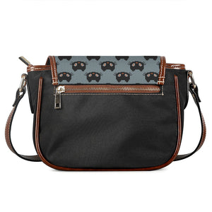 Black Cat Knitted Pattern Print Saddle Bag