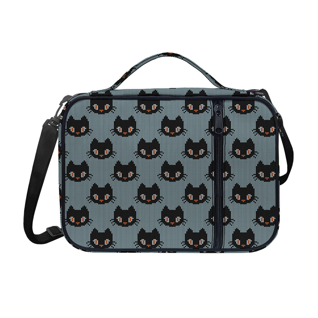 Black Cat Knitted Pattern Print Shoulder Strap Bible Bag