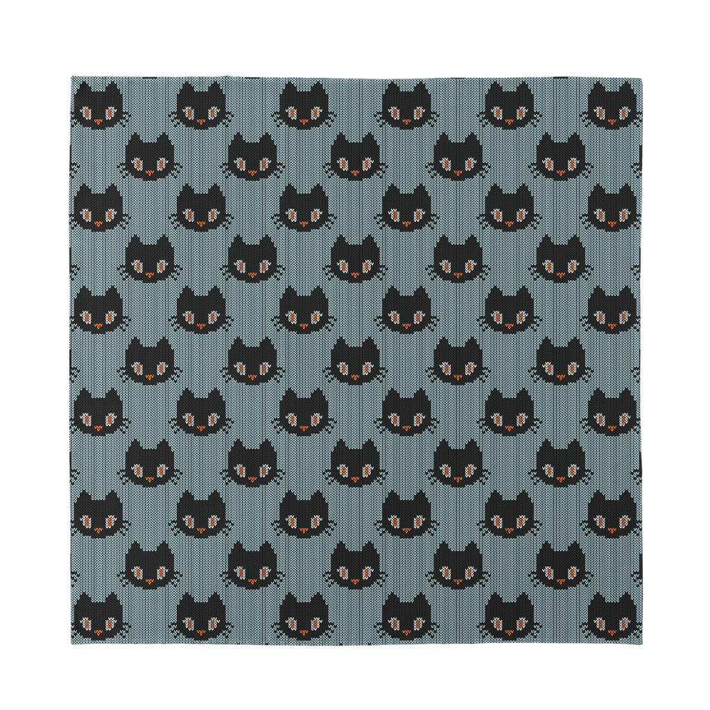 Black Cat Knitted Pattern Print Silk Bandana