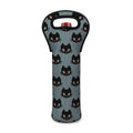Black Cat Knitted Pattern Print Single Neoprene Wine Tote