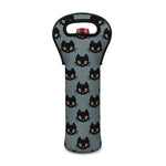 Black Cat Knitted Pattern Print Single Neoprene Wine Tote