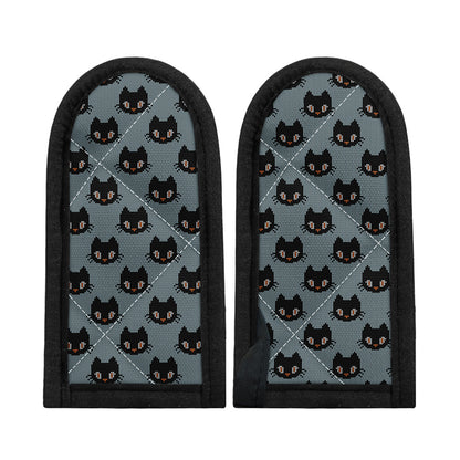 Black Cat Knitted Pattern Print Skillet Handle Cover