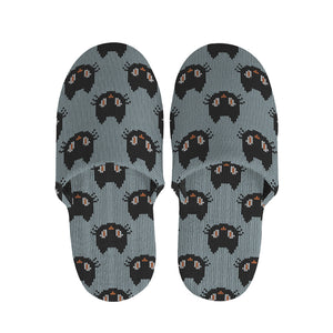 Black Cat Knitted Pattern Print Slippers