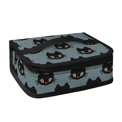Black Cat Knitted Pattern Print Small Lunch Bag