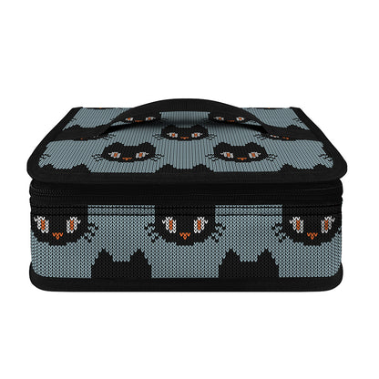 Black Cat Knitted Pattern Print Small Lunch Bag