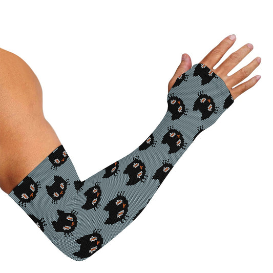 Black Cat Knitted Pattern Print Sun Protection Arm Sleeves