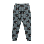 Black Cat Knitted Pattern Print Sweatpants