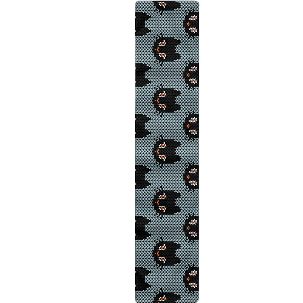 Black Cat Knitted Pattern Print Table Runner