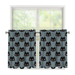 Black Cat Knitted Pattern Print Tier Curtains