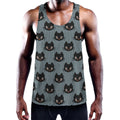 Black Cat Knitted Pattern Print Men's Workout Tank Top