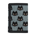 Black Cat Knitted Pattern Print Trifold Wallet