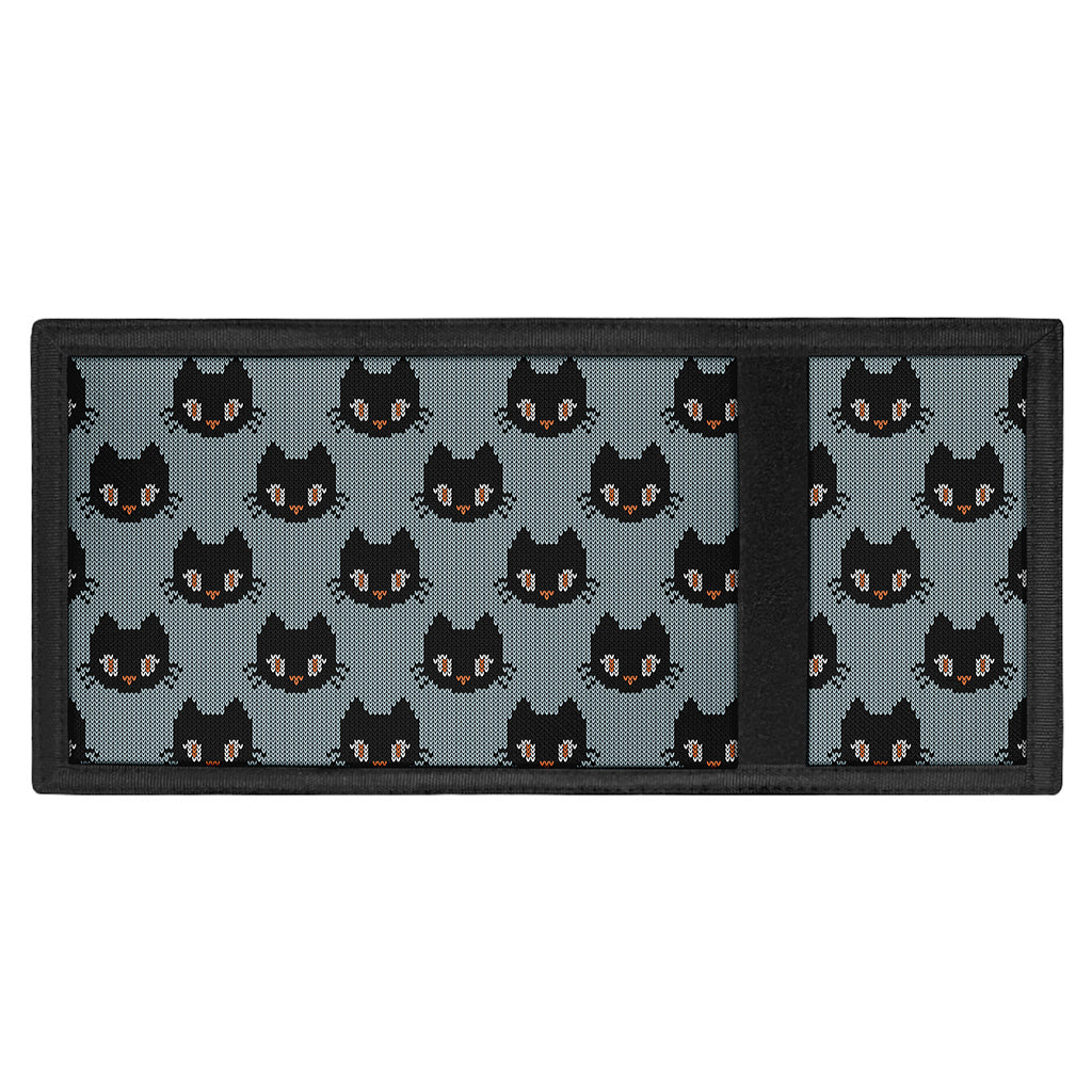 Black Cat Knitted Pattern Print Trifold Wallet