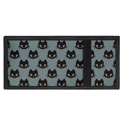 Black Cat Knitted Pattern Print Trifold Wallet