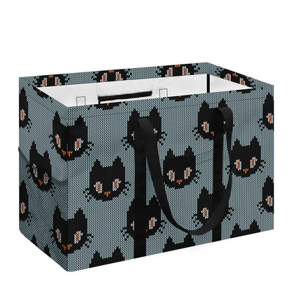 Black Cat Knitted Pattern Print Utility Tote Bag