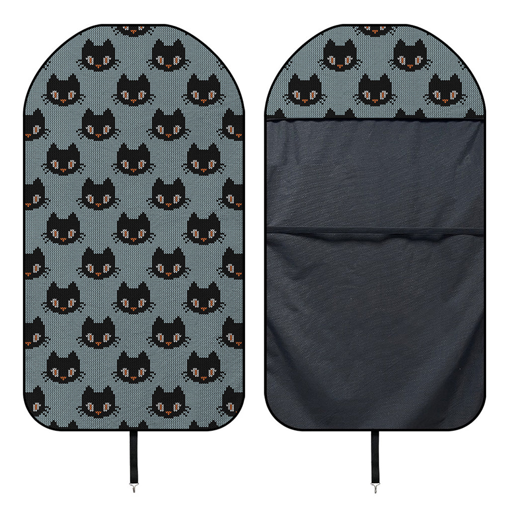 Black Cat Knitted Pattern Print Waterproof Car Seat Cover