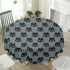 Black Cat Knitted Pattern Print Waterproof Round Tablecloth