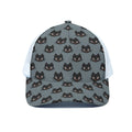 Black Cat Knitted Pattern Print White Mesh Trucker Hat
