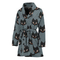 Black Cat Knitted Pattern Print Women's Bathrobe