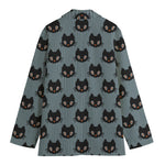 Black Cat Knitted Pattern Print Women's Blazer