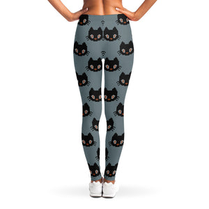 Black Cat Knitted Pattern Print Women's Leggings