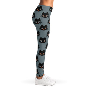 Black Cat Knitted Pattern Print Women's Leggings