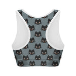 Black Cat Knitted Pattern Print Women's Sports Bra