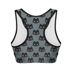 Black Cat Knitted Pattern Print Women's Sports Bra