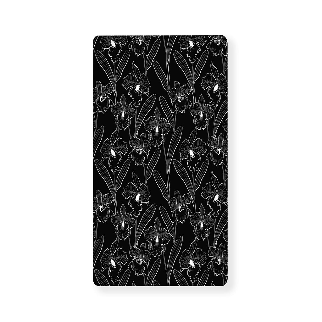 Black Cattleya Flower Pattern Print Baby Crib Sheet