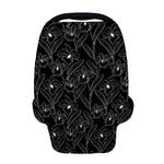 Black Cattleya Flower Pattern Print Baby Seat Cover