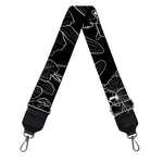 Black Cattleya Flower Pattern Print Bag Strap