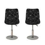 Black Cattleya Flower Pattern Print Bar Stool Covers