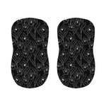 Black Cattleya Flower Pattern Print Bar Stool Covers