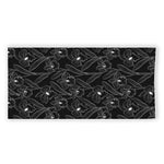 Black Cattleya Flower Pattern Print Beach Towel