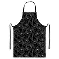 Black Cattleya Flower Pattern Print Bib Apron With Pocket