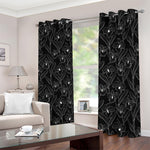 Black Cattleya Flower Pattern Print Blackout Grommet Curtains