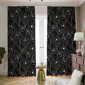 Black Cattleya Flower Pattern Print Dimout Pencil Pleat Curtains