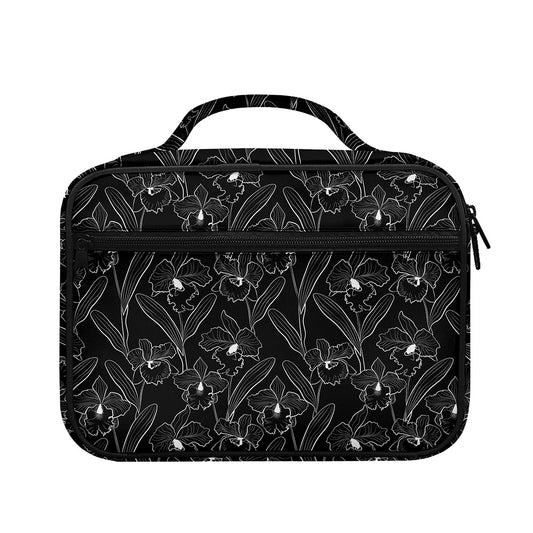 Black Cattleya Flower Pattern Print Briefcase Bible Bag