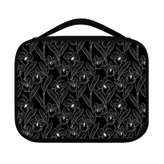 Black Cattleya Flower Pattern Print Classic Bible Case