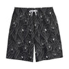 Black Cattleya Flower Pattern Print Cotton Shorts