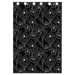 Black Cattleya Flower Pattern Print Curtain