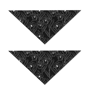 Black Cattleya Flower Pattern Print Dog Bandana